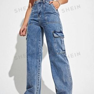 8/10 Denim High Waisted Cargo Pants